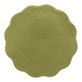 Deborah Rhodes Round Scallop Placemats, Moss/Canary, Set of 4 For Sale