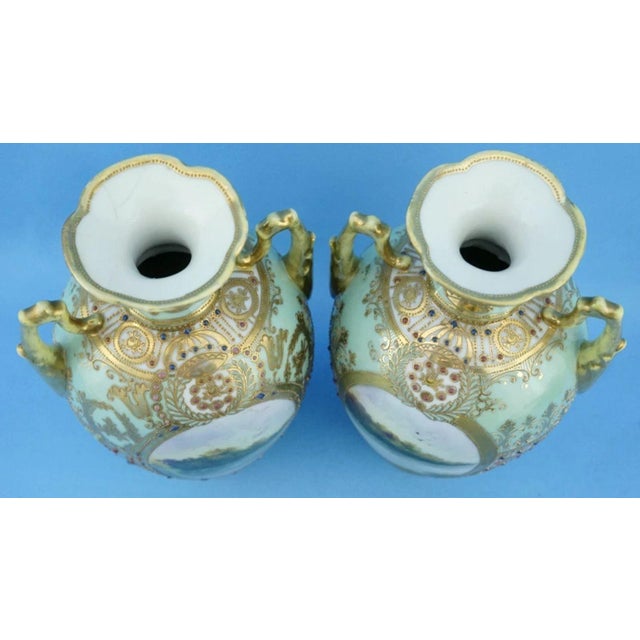 20th Century Empire Japanese Porcelain Vases with Gold Moriage Decoration, Noritake, 1890s, Set of 2 For Sale - Image 11 of 18