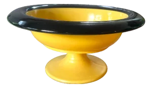 1930s Czech Bohemian Art Deco Yellow and Black Opaline Footed Pedestal Bowl Tazza
