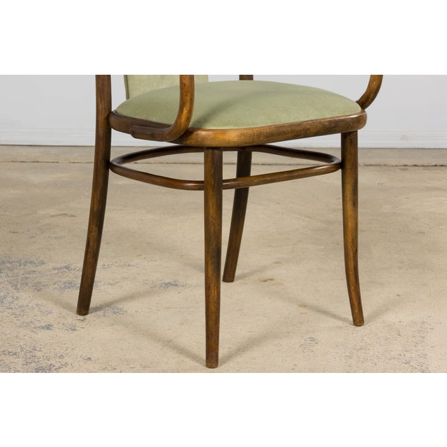 1950s Thonet Bentwood Armchairs in Willow Green Velvet – Pair For Sale - Image 14 of 18
