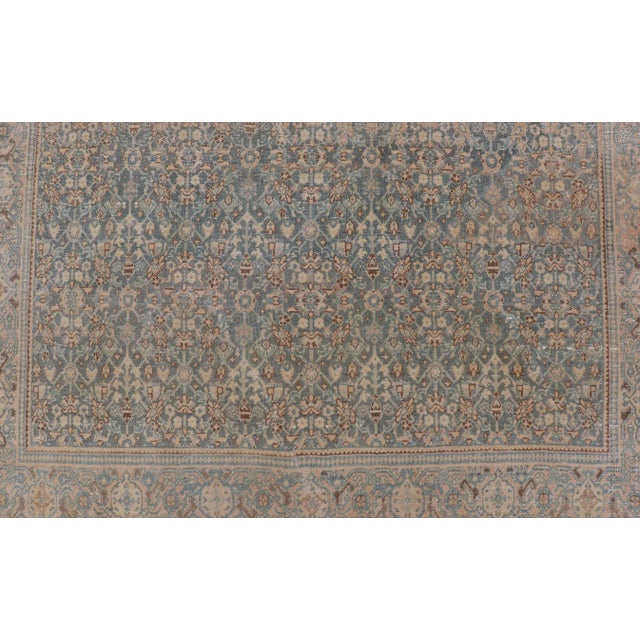 Light Blue/Gray Background Persian Antique Tabriz Rug With All-Over Herati Design For Sale - Image 10 of 13