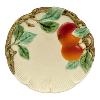 Small German Majolica Apples Plate Circa 1920 For Sale