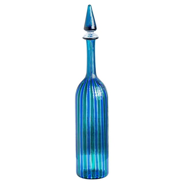 Glass Blue-Green Venini Carafe, Italy 1979 For Sale - Image 7 of 18