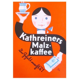 Original 1927 Lithographic Mini Poster of Kaffee For Sale