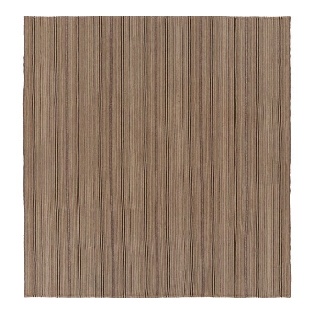 Vintage Bidjar Persian Kilim, Tribal Rug in Brown Stripes For Sale