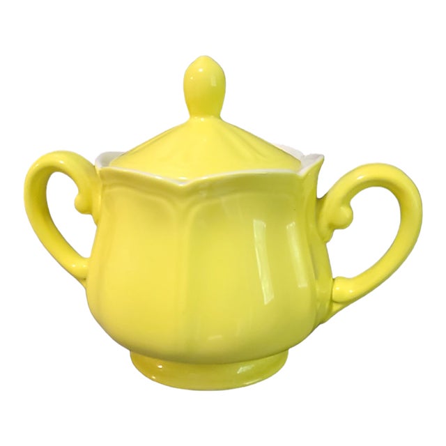 Vintage Ironstone Lemon Federalist Yellow Sugar Bowl, Japan For Sale