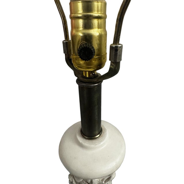Ceramic 1960s Mid Century Modern Pair of Marbro Style Blane De Chine Table Lamps With Flowers For Sale - Image 7 of 8