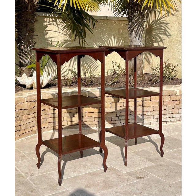 Louis XV Mahogany Side Tables, 1900s, Set of 2 For Sale - Image 4 of 10