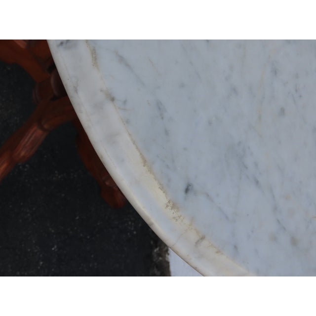 Late 1800s Victorian Eastlake Marble Top Carved Side Table 6909 For Sale - Image 14 of 18