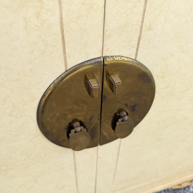 Vintage Chinoiserie Cream and Gold Server Cabinets - A Pair For Sale - Image 9 of 12