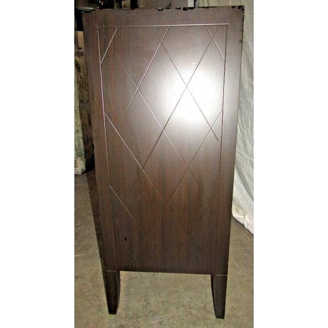 1970s French Art Deco Style Modern Two-Door Bar Cabinet With Diamond Inlay Pattern For Sale - Image 12 of 14