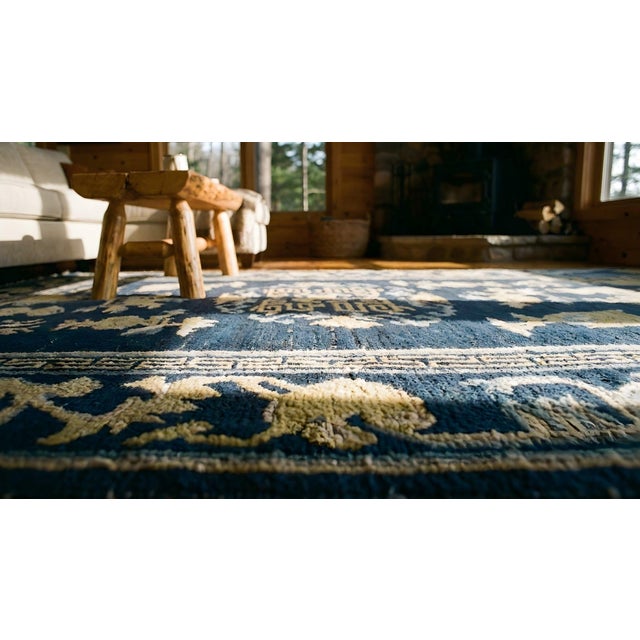 1890s Blue Medallion Qing Antique Chinese Peking Rug 3'2" X 4'8" Knotted Wool Carpet For Sale - Image 12 of 12