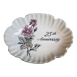 Petite Ceramic 25th Wedding Anniversary Dish For Sale