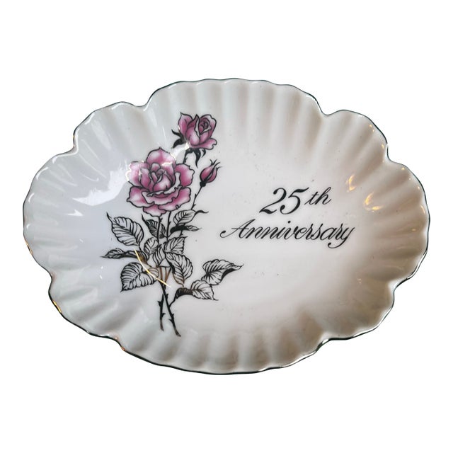 Petite Ceramic 25th Wedding Anniversary Dish For Sale