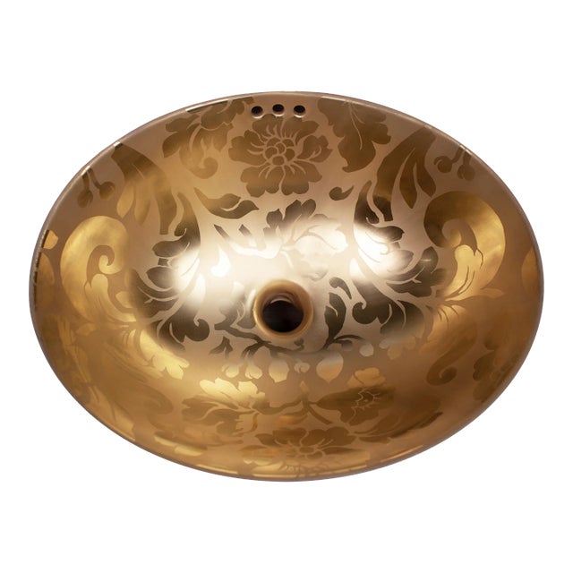 21st Century Sherle Wagner Gold Damask Under Edge Sink For Sale