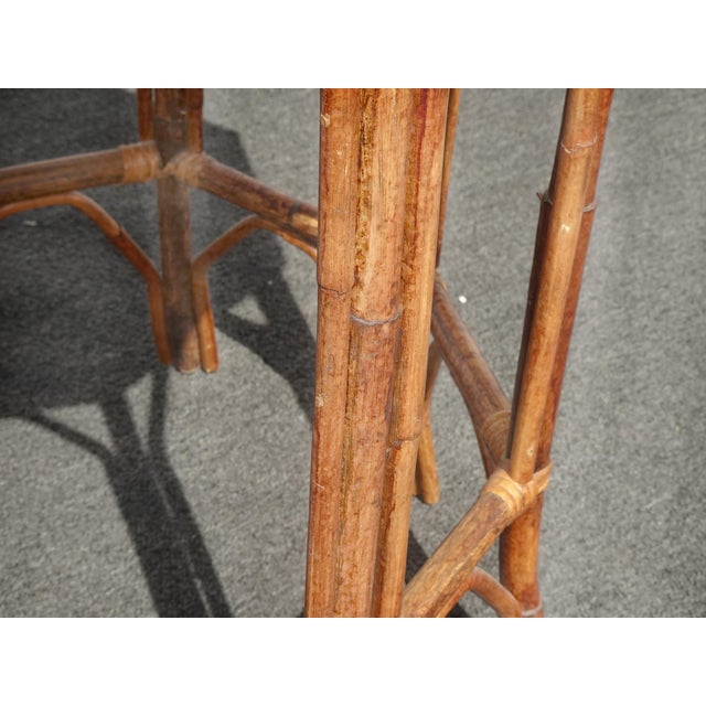Vintage French Country Brown Bamboo Rattan Side Table ~ End Table For Sale In Los Angeles - Image 6 of 10