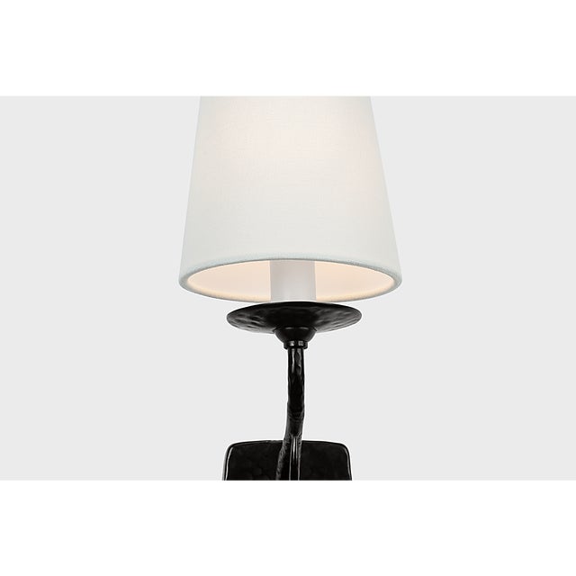 Traditional Chapman & Myers for Visual Comfort Signature Amalfi 15" Sconce in Waxed Black with Linen Shade For Sale - Image 3 of 8