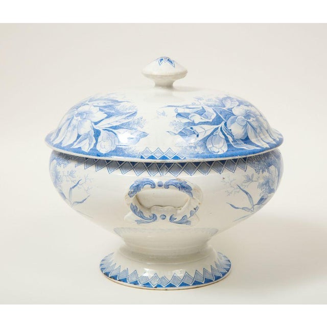 Late 19th Century Traditional Creil-Montereau Blue and White Faience Transferware Covered Tureen For Sale In New York - Image 6 of 11