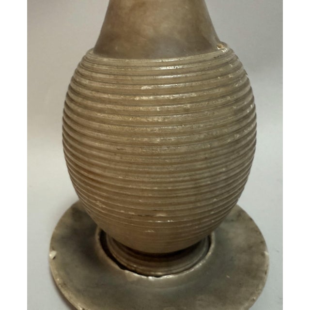 Mid 20th Century 20th Century Sculptural Ribbed Stone Object With Plate For Sale - Image 5 of 7