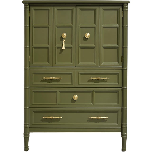Mid Century Transitional 9 Drawer Highboy by Henredon in Green - Newly Painted For Sale - Image 15 of 15