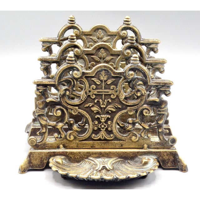 Brass Art Nouveau Brass Letter Rack For Sale - Image 8 of 9