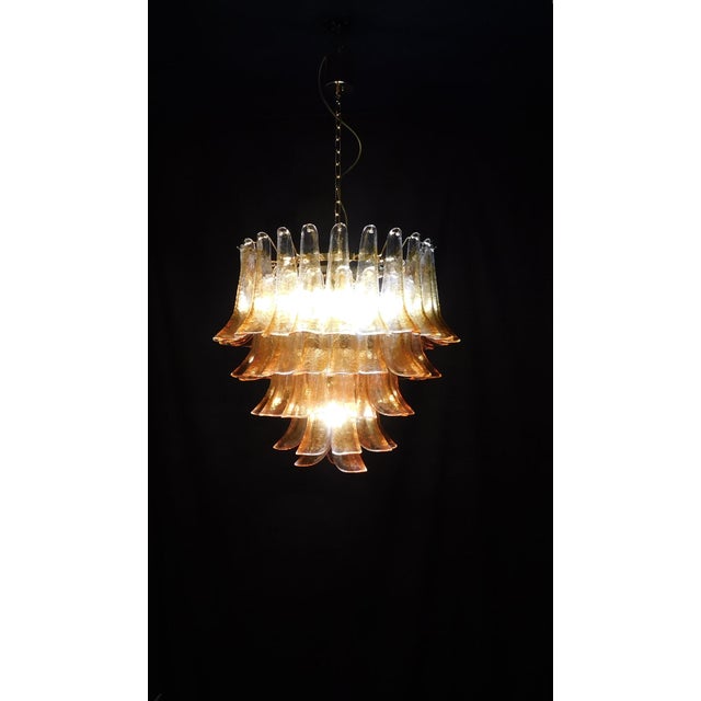 Vintage Murano Chandelier with Handmade Amber Petal-Shaped Glass, 1970s For Sale - Image 6 of 11