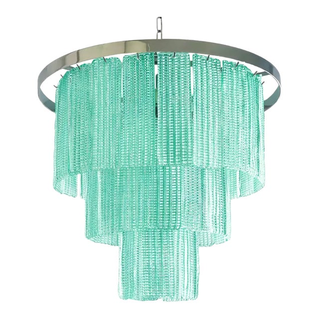 Italian Murano Glass Sputnik Chandelier – Mazzega-Inspired, Contemporary Sea Green For Sale