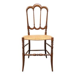 Italian Wood and Vienna Straw Chiavari Chair attributed to Fratelli Levaggi, 1950s For Sale