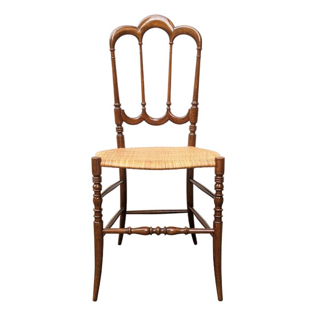 Italian Wood and Vienna Straw Chiavari Chair attributed to Fratelli Levaggi, 1950s For Sale