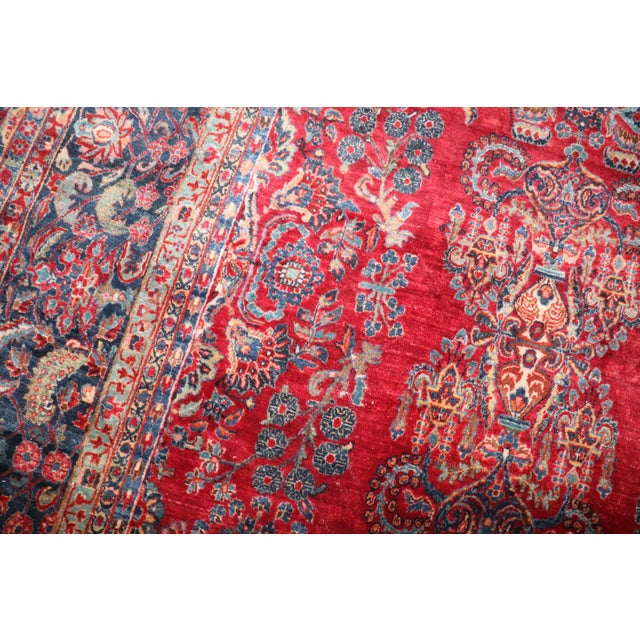 Textile Antique Zabihi Collection Large Persian Sarouk - 12'1" x 15'2" For Sale - Image 7 of 9
