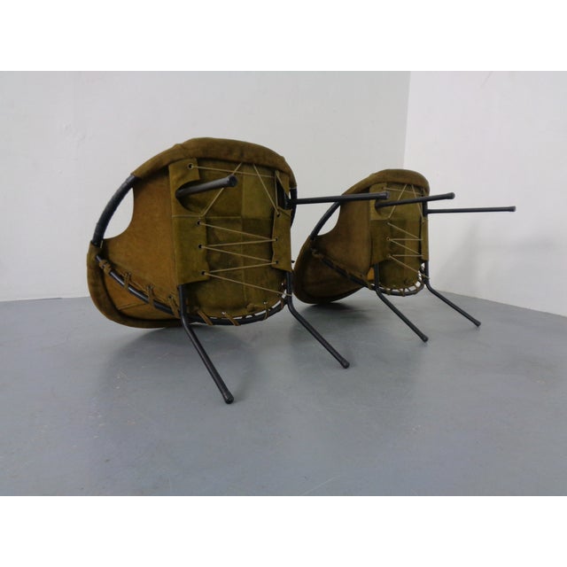 Olive Green Suede Balloon Chair from Lusch, Germany, 1960s For Sale - Image 9 of 16