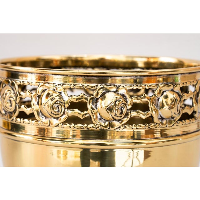 1900 - 1909 Jugendstil Argentor Floral Brass Flower Pot, Vienna,1908 For Sale - Image 5 of 9