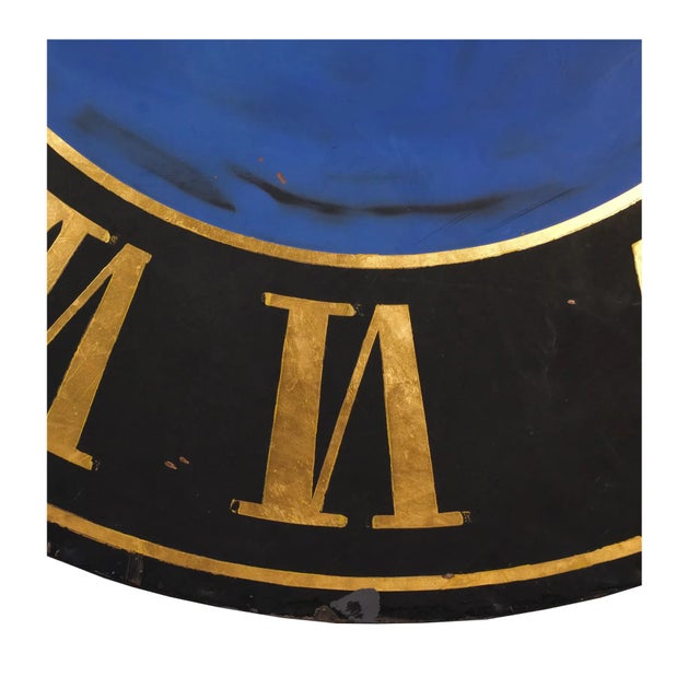 Early 20th Century Hand-Painted French Tower Clock Face For Sale - Image 4 of 11