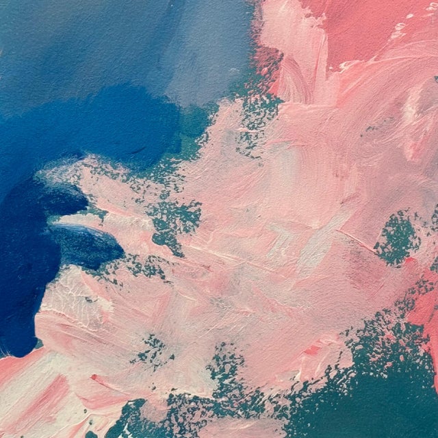 Early 21st Century Pink Blue & White Abstract Art in a Bronze Frame by Contemporary British Artist 2025 For Sale - Image 5 of 17