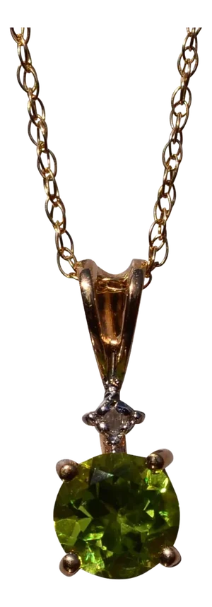 The 199th Street: Solitaire Style Peridot and Diamond Pendant