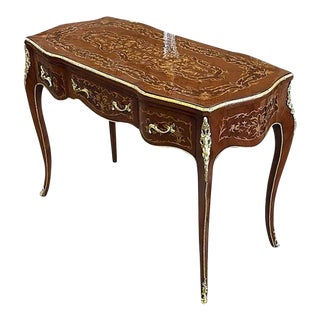 Italian Rococo Style Writing Desk With Gold Details For Sale