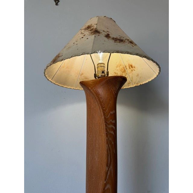 Yasha Heifetz Organic Biomorphic Carved Oak Sculptural Floor Lamp With Original - Sold For Sale - Image 11 of 12