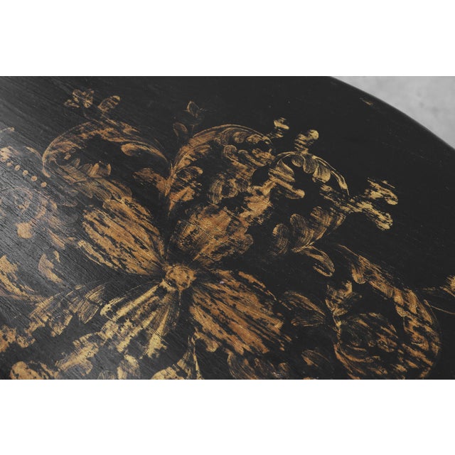 19th Century Black Wooden Side Table with Drawer, France For Sale - Image 15 of 16