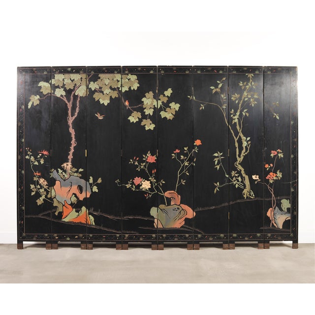 Chinese Export Eight-Panel Coromandel Screen Gilt Pavilion 10 Ft For Sale - Image 17 of 18
