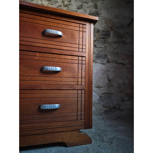 Wood Art Deco French Oak Chest of Drawers, 1920s For Sale - Image 7 of 18