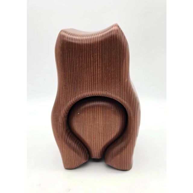 Emil Milan 1970s Fred & Marilyn Buss Handcrafted Redwood Owl Figurine Stash Box For Sale - Image 4 of 12