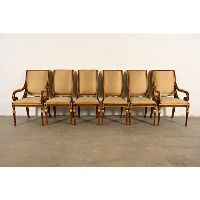 An outstanding set of six French Regency Louis XVI or Neoclassical style dining chairs By Karges Furniture USA, Circa...