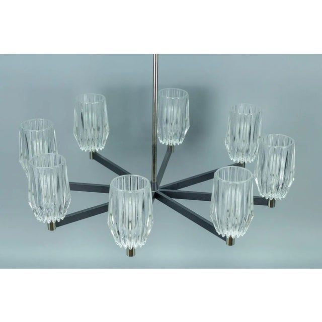 Eight-Light Chandelier in Metal, Chrome and Glass For Sale - Image 4 of 18