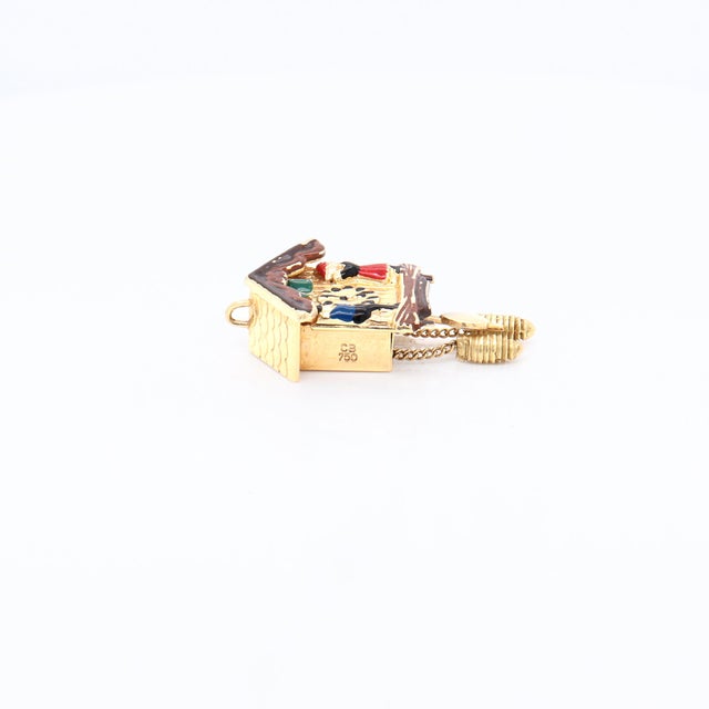 Vintage 18k Gold & Enamel Cuckoo Clock Charm for a Bracelet For Sale - Image 10 of 14