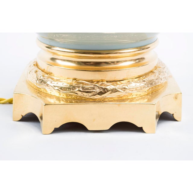 Antique Celadon Porcelain Lamps, Set of 2 For Sale - Image 3 of 6