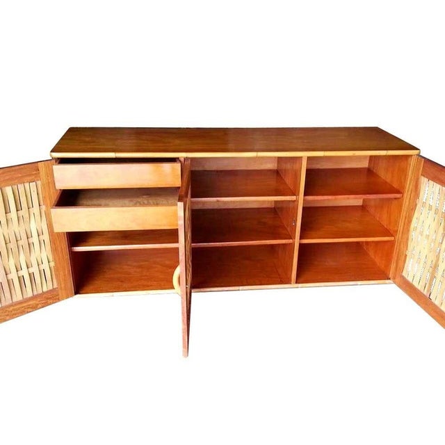 Restored Mid-Century Mahogany Sideboard W/ Woven Rattan Doors (Need Sku) For Sale - Image 4 of 4