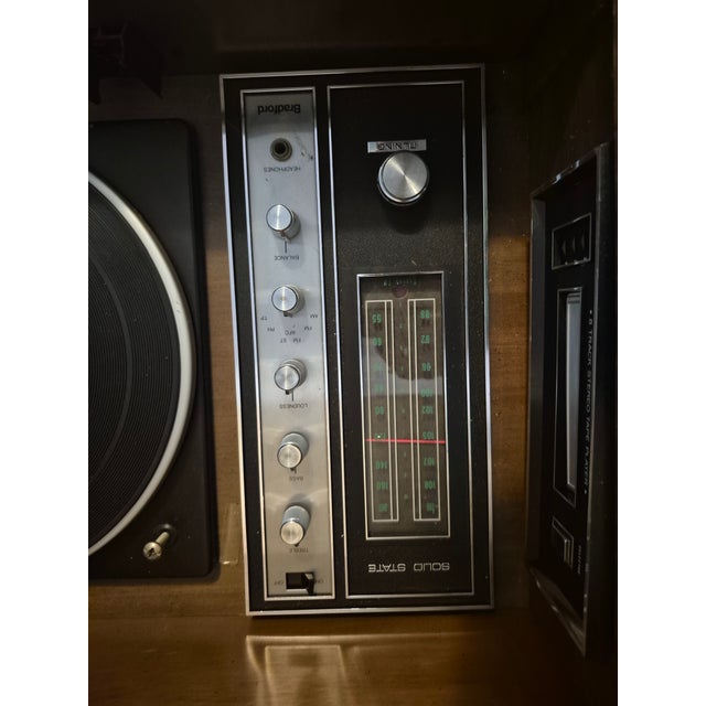 Vintage Solid State Bradford Am Fm Stereo 8trac Vinyl Record Player Cabinet For Sale - Image 4 of 5
