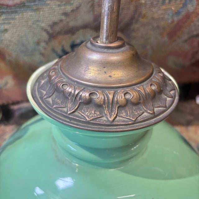 Antique Art Nouveau Bronze Pendant Light with Foliage, 1920s For Sale - Image 3 of 12
