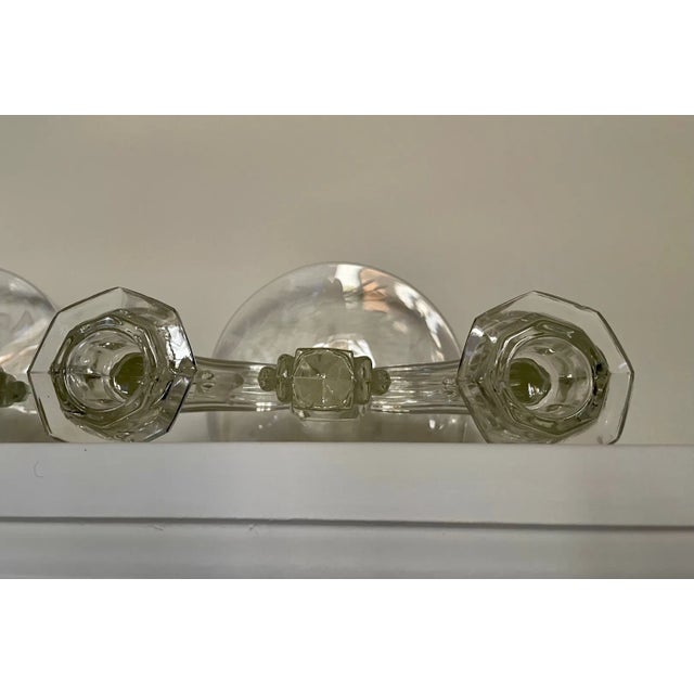 Vintage Art Deco Glass Double Taper Candlesticks, a Pair For Sale In Houston - Image 6 of 7