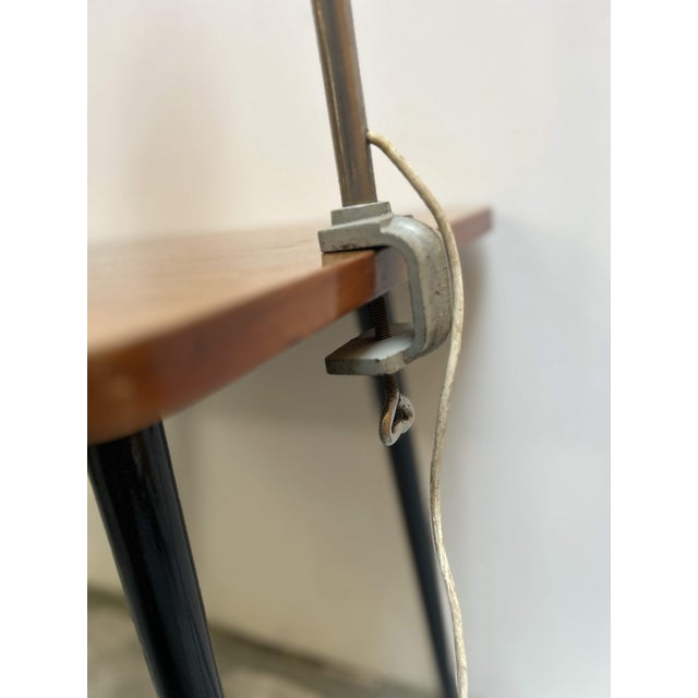 Metal Vintage Articulated Desk Lamp with Clamp Grey Metal, 1950s For Sale - Image 7 of 8